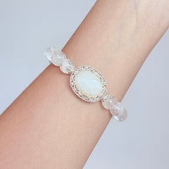 Moonstone & Clear Quartz Crystal Bracelet