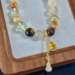 Gourd of Blessings & Money Bag Charm | Wealth-Attracting & Luck-Preserving Multi-Gemstone Crystal Bracelet