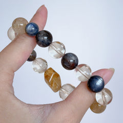 Blue Kyanite & Golden Rutilated Quartz Bracelet