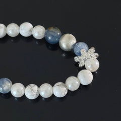 Handcrafted Crystal Bracelet: Blue Kyanite & White Magnesite — Natural Healing Gemstone Bracelet for Emotional Balance