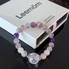 Handcrafted Amethyst and Frosted Agate Bracelet — A Healing Gemstone Bracelet to Help You Attain Tranquility, Clarity, and Spiritual Balance