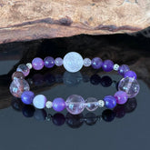 Handcrafted Amethyst and Frosted Quartz Bracelet — A Healing Gemstone Beaded Bracelet to Help You Attain Serenity