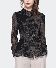 Stylish Stand-up Collar Slim Fit Blouse