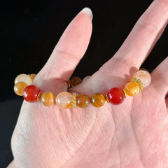 Handmade Multi Stone Crystal Bracelet | Red Agate & Golden Rutilated Quartz Healing Stretch Bracelet