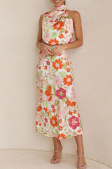 Celebrities Elegant Print Patchwork Asymmetrical Collar One Step Skirt Dresses(3 Colors)