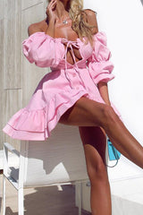 Solid Backless Off the Shoulder A Line Dresses(3 Colors)