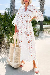 Vacation Solid Hollowed Out Swimwears Cover Up