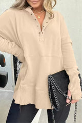 Casual Solid Buckle Hooded Collar Tops