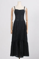 Sweet Elegant Solid Hollowed Out Patchwork Square Collar Sling Dress Dresses(4 Colors)
