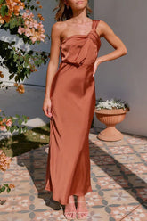 Solid Fold Oblique Collar One Step Skirt Dresses(5 Colors)