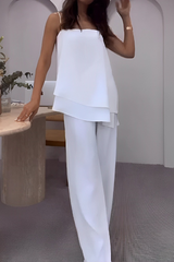 Irregular Flounce Square Neck Sleeveless Two Pieces
