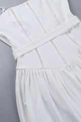 Solid Color Hollow Out Lace Up Square Neck Sling Dresses