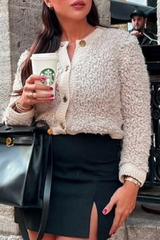 Buttons O Neck Outerwear