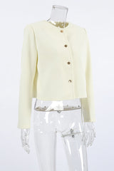 Buttons O Neck Outerwear