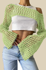 Hollow Out Irregular Off Shoulder Sweaters (17 Colors)