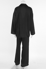 Street Lace Up Tinsel Turn-back Collar Long Sleeve Two Pieces