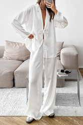 Street Lace Up Tinsel Turn-back Collar Long Sleeve Two Pieces