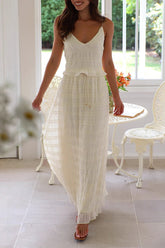 Lace Up V Neck Sleeveless Two Pieces