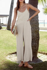 Casual Draw String V Neck Loose Jumpsuits