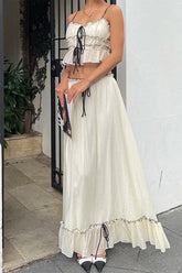 Lace Up U Neck Sleeveless Two Pieces