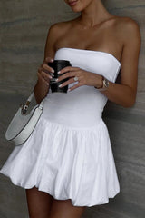 Solid Color Backless Ruched Strapless Strapless Dresses