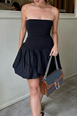 Solid Color Backless Ruched Strapless Strapless Dresses