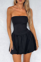 Solid Color Backless Ruched Strapless Strapless Dresses