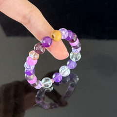 Purple Mist Star-Slumber | Amethyst and Clear Quartz Spliced Bracelet