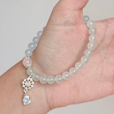 Aquamarine & Rose Quartz Crystal Bracelet with Snowflake Charm