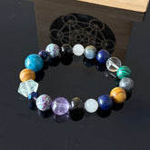 Amethyst, Lapis Lazuli, Tiger’s Eye & Clear Quartz Beaded Bracelet