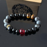 Aries Zodiac Crystal Bracelet – Black Obsidian, Tiger’s Eye & Red Energy Stone Protection Bracelet