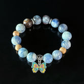 Blue Kyanite & Aquamarine Butterfly Bracelet for Gemini