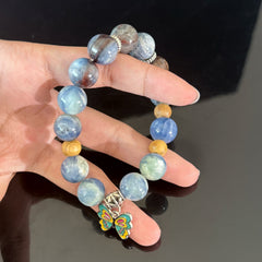 Blue Kyanite & Aquamarine Butterfly Bracelet for Gemini
