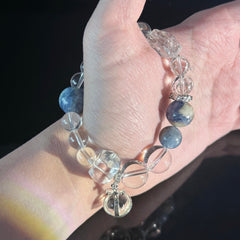 Clear Quartz & Blue Crystal Bracelet for Aquarius