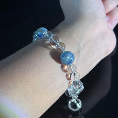 Clear Quartz & Blue Crystal Bracelet for Aquarius