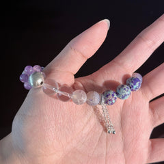 Amethyst & Clear Quartz Bracelet for Pisces