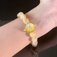 Leo Crystal Bracelet – Sun Charm Bracelet with Golden Quartz, Citrine & Orange Agate