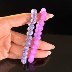 Libra Crystal Bracelet Set – Pink Quartz & Purple Striped Agate Love Bracelet