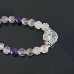 Handcrafted Amethyst and Frosted Agate Bracelet — A Healing Gemstone Bracelet to Help You Attain Tranquility, Clarity, and Spiritual Balance