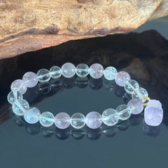Icy Translucent Violet Hues | Super Seven & Clear Quartz Bracelet—Possessing an Innate, Aloof Beauty