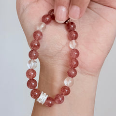 Strawberry Quartz & Clear Quartz Bracelet Crystal Jewelry