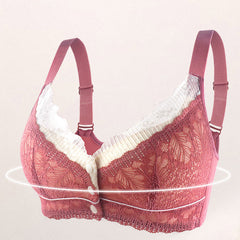 Lace Front Button Adjustable Straps Bra