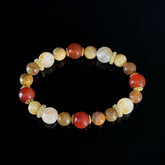 Handmade Multi Stone Crystal Bracelet | Red Agate & Golden Rutilated Quartz Healing Stretch Bracelet