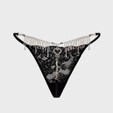 Tantalizing Lace G String Thongs with Metal Rhinestones Fringe Heart Design