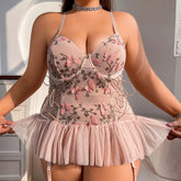 Embroidered Lace Suspenders Buckle Pure Desire Lingerie Jumpsuit