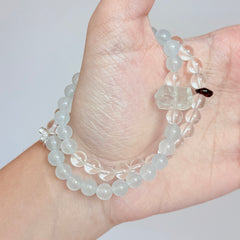 Aquamarine and Clear Quartz Bracelet