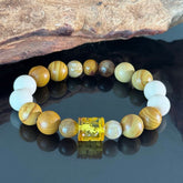 Handcrafted Crystal Bracelet Yellow Jasper & White Jade | Wealth-Attracting Feng Shui Bracelet