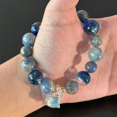 Natural Blue Crystal & Ocean Aura Handmade Bracelet