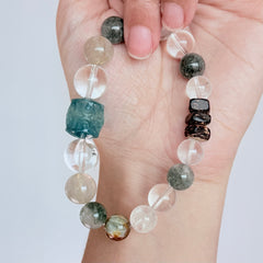 Aquamarine & Golden Rutilated Quartz Bracelet