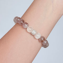 Gray Rutilated Quartz & Clear Crystal Bracelet
